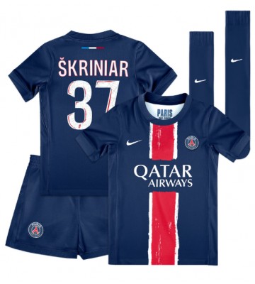 Paris Saint-Germain Milan Skriniar #37 Primera Equipación Niños 2024-25 Manga Corta (+ Pantalones cortos)